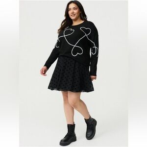 Torrid Black Skater Skirt with Heart Pattern